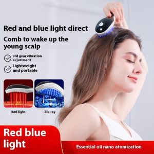 SGFDD Red Blue Light Electric Spray Hair Brush Multi-Function Hair Care 2-In-1 Misting Hair Brush Salon Accessories Anti-Static Spray Massage Comb Household