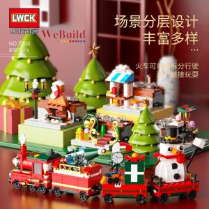 LWCK 7008 Christmas Train 4-in-1 set Festive Merry Street View Building Block 圣诞节庆积木套装 Permainan eBuild