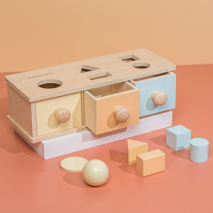 Montessori Wooden Sensory Toys/Coin Box Ball Box Permanence Object Box Spinning Drum Early Learning Educational Toys