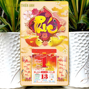 Lịch 2026 Phúc Như Đông Hải Kích thước: 34x60cm bọc viền vàng kèm bloc 14.5x20.5cm (PC)