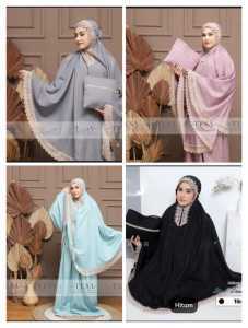 MUKENAH RENDA MEWAH 2IN1 JUMBO BB 40-85KG MUAT BAHAN KATUN PREMIUM RESLETING DAGU TERBARU