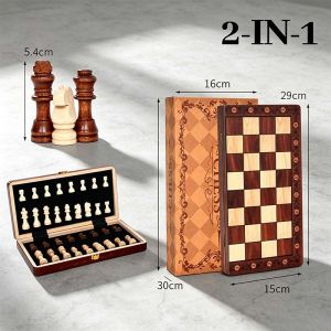 Wooden Magnetic Chess Set Folding Chess Board International Chess Game Family Entertainment Board Game Papan Catur Kayu