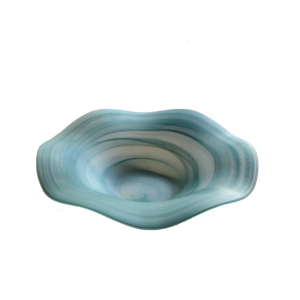 Handmade Waved Glass Serving Dish Contemporary Appetizer Plate Transparent Tableware For Dining Decoration