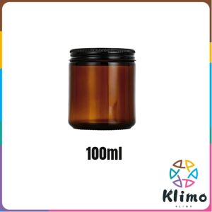 Klimo 100ml 200ml Clear/Amber Glass Candle Jar With Lid Airtight Glass Container  Storage Bottle
