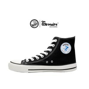 Sepatu WARRIOR SPARTA High Cut Sekolah Hitam Putih Sneakers Kanvas - Reiko Store