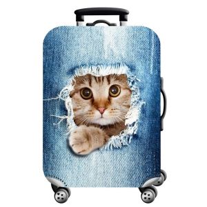 Cover Koper Elastis World Map Cat Travel Luggage Suitcase Cover Travel Sarung Koper Pelindung Koper Suitcase Protective Cover Luggage Protective Cover Solid Color Suitable Luggage Cover