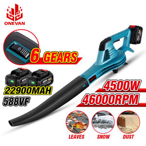 ONEVAN 4500W Powerful Rechargeable Lithium Battery Powered Cordless Leaf Blower 6 Speed Electric Blower For Makita 18V Battery