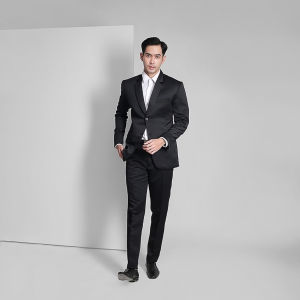 Jas Formal Pria - Stelan Jas dan Celana Hitam - Slim Fit - Gratis Cover Jas+Dasi