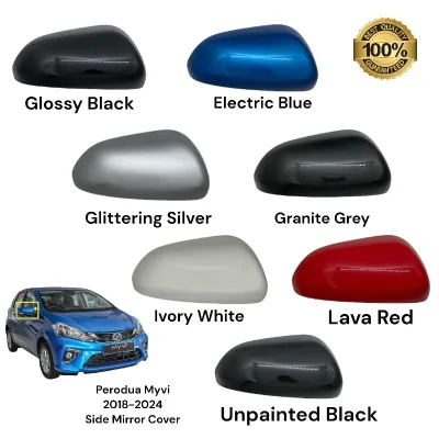 Perodua Myvi 2018-2024 Side Mirror Cover With Color Paninting / Unpaited Black (1 pc)