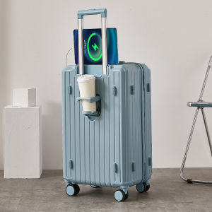 Multi-functional large-capacity luggage Travel Suitcase With Cup Holder USB Charging Suitcase 20 24 inch