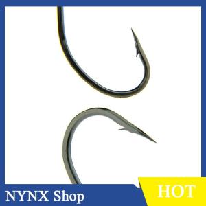 [NYNX] 100Pcs Ống Đóng Hộp Maruse Móc Màu Đen Cao Carbon Thép Coon Và Câu Cá Biển Móc Với Vòng Và Dây Thép gai