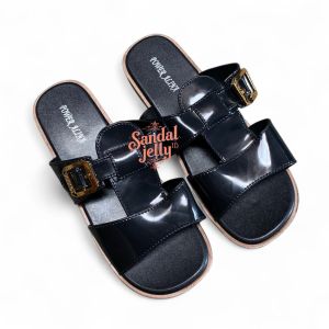 Sandal Jelly Wanita Terbaru/ Sendal Flat Karet Gesper Cewek Kekinian/ Alina 3025-S1 Jelly Import