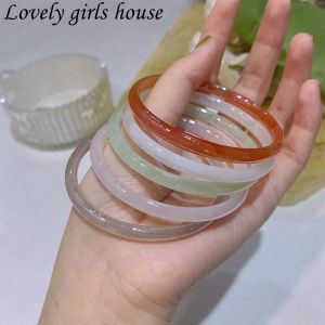 Lovely girls house Chinese Style Glass Imitation Jade Lucky Bracelet for Women Thin Strip Ring