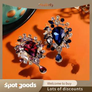 Heabety Fashion Fashion Retro Luxury Crystal Water Droplet Pendant Brooches For Women Clothing Coat Jewelry Accessries Gifts