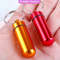 กล่องยายาพวงกุญแจอลูมิเนียม กล่องใส่ยาขนาดเล็กแบบพกพากันน้ำ Keychain Pill Box. 
