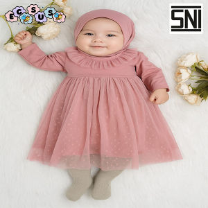 (EGSUS) Gamis Tutu Hijab Bayi Lucu Pakaian Anak Perempuan (0 Bulan - 4 Tahun) Fashion Muslim Mocca