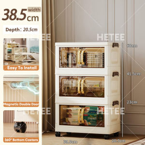 HETEE 50-80CM Foldable Storage Cabinet with Magnetic Door Adjustable Durabox Organizer for Wardrobe Kitchen & Home