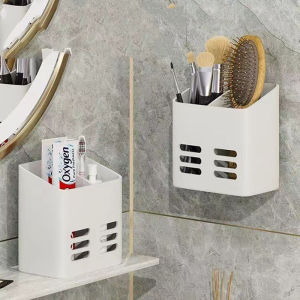 No Drilling Wall Mounted Holder Bathroom Storage Shelf Rack Toothbrush Holder Toothpaste Waterproof Holder Drill-Free Storage Rack