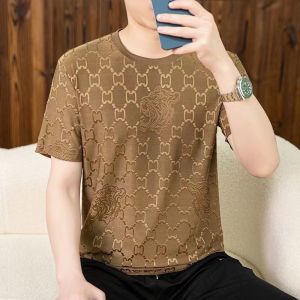 Round Neckline Jacquard Short-sleeved Ice Sensation Multi-size Fit Fashion Good Air Permeability