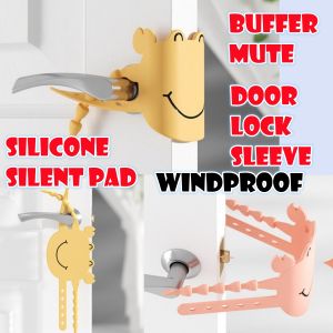 《SG STOCK》Silicone silent pad cartoon door lock sleeve Buffer mute baby kids safety liner Windproof blowing door stopper