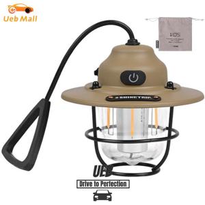 [UEB Mall]Camping Light 1200mAh Mini Metal Chandelier IPX4 Waterproof Retro Atmosphere Chandelier Stepless Dimming Type C Charging