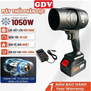 Combo Máy Thổi Phản Lực Siêu Mạnh GDV Thổi Bụi Lá Rác Động Cơ Lõi Đồng Kèm Pin và Nguồn Sạc Pin Adapter - Hàng Chính Hãng
