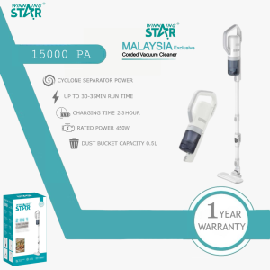 Winning Star Stick Vacuum | Ultra Lightweight | 97% Filtration | Foldable Tube ST-5047