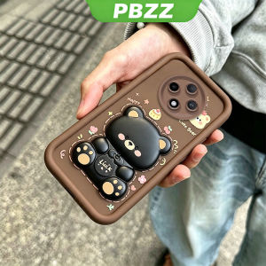 PBZZ Case for OPPO Reno 12f reno12 F 12 fs f27 5g 2024 phone casing Softcase Silicone shockproof Cover new design aesthetic with holder 360 ° rotate cute black Bear for boys JTXX2