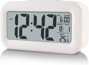 Smart Digital Desk Clock - Loud Alarm LED Light Silent Small Mini Table Kids Home Living Room Bedroom Decor