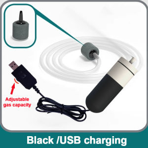 Rubvrenti Aquarium Oxygen Pump USB Rechargeable Portable Low Noise Fish Tank Aerator for Outdoor Fishing