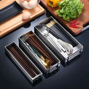 NIGHT PU 1 pcs Quality Stainless Steel for Chopsticks Spoon Cutlery Draining Chopstick Holder Kitchen Supplies Flatware Storage Case Cutlery Box