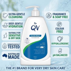 QV Gentle Wash (500g)  For Sensitive & Dry Skin  Soap-Free Body & Face Cleanser  Dermatologist Recommended