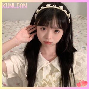 [KUNLIAN] ที่คาดผมกุหลาบเถากุหลาบหรูหราสำหรับผู้หญิงเครื่องประดับผมวินเทจเมทัลดอกไม้มุกสีแดงขาวกุหลาบรัดเกล้า