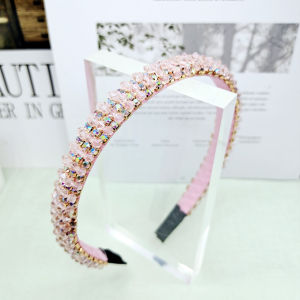 Bando Impor Rhinestone Korea 1.5cm dengan Aksen Kristal Permata Aksesoris Rambut Pesta CB01