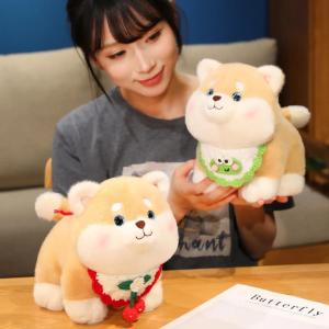 Adorable Smile Shiba Inu Dog Plush Toys Cozy Fluffy Cuddly Knitting Hat Scarf Puppy Doll Lovely Desktop Pets Kids Birthday Gift