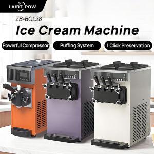 ZB-BQL28 Ice Cream Machine Soft Ice Cream Small Vertical Cone Desktop Tri Color Ice Cream Machine
