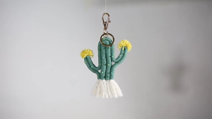 Hand-woven Cactus Keychain Cotton Thread Boho Beads Ins Wind Wall Decoration European and American Ornaments