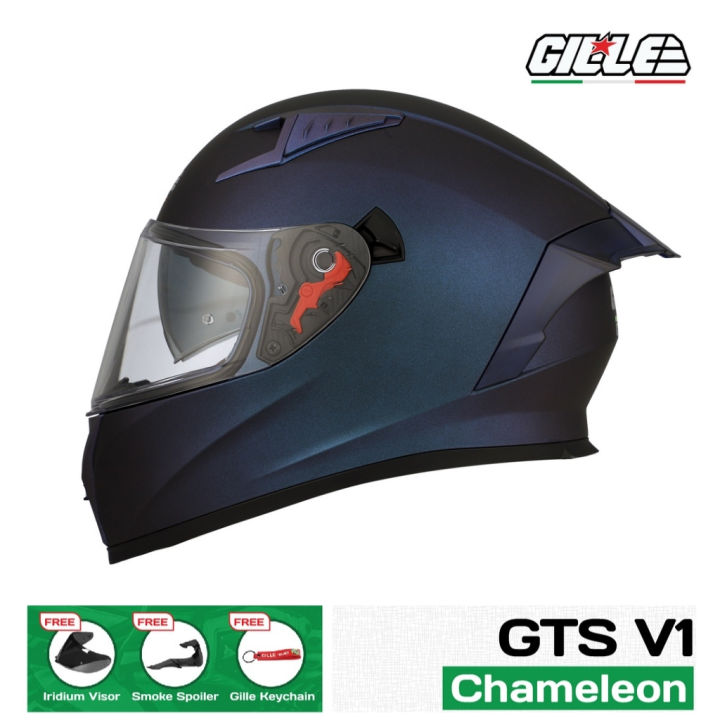 Gille 135 GTS SERIES V1 pearl white Solid Full Face Dual Visor Motorcycle Rider Plain Helmet