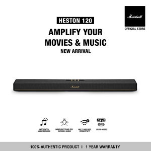 [NEW ARRIVAL] MARSHALL HESTON 120 BLACK - รับประกัน 1 ปี + ส่งฟรี + ผ่อน 0% สูงสุด 20 เดือน - (ลำโพงซาวน์บาร์มาร์แชล ลำโพงบลูทูธ)