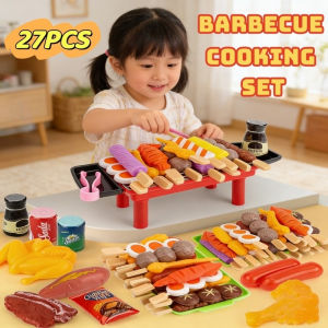BBQ Cooking Play Toy Barbecue Kitchen Cooking Playset Pretend Cooked Accessories Set for Girls Boy