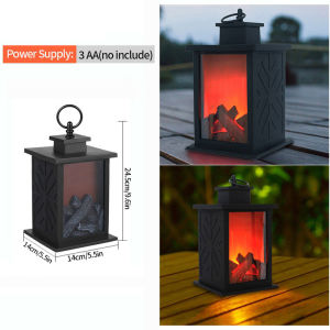 LED Flame Lantern Lamp Night Light Simulation Flame Fireplace Flameless Table Light USB Battery Powered Decor Courtyard Bedroom