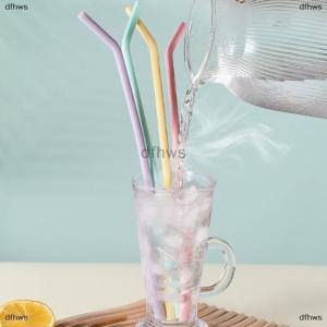 [COD] dfhws 4Pcs Food Grade Colorful Silicone Straws For Children Drinking Water Drinks Juice Curved Straws Reusable Cocktail Straws