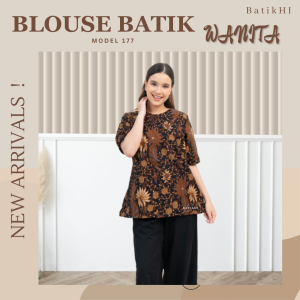 Blouse Batik Baju Batik Kerja Atasan Batik Wanita Lengan Pendek Motif 177