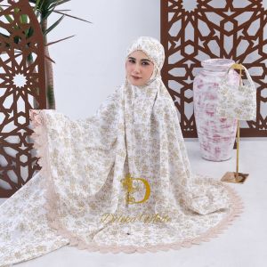 Mukena Dewasa 2in1 Katun Foil Motif Full Bunga Cantik Renda Jumbo