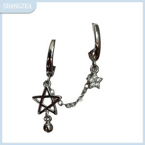 【SHANGZE4】 1pcs bạc màu sao chuỗi đôi tai lỗ tai xương móng tay Y2K thời trang hottie Bông tai cho phụ nữ đồ trang sức