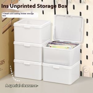 กล่องเก็บของแบบมีฝาปิดพลิกสีขาวบริสุทธิ์สไตล์ KUNOISE Ins สำหรับการ์ดและการจัดระเบียบเครื่องเขียน