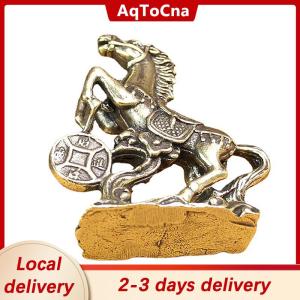 [COD] AqToCna Ship within 24 hours Brass Horse Step On Coins Lucky Statue Feng Shui Desk Miniatures Pure Copper Crafts Collections Chinese Home Office Figurines
