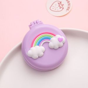 Sisir Cermin Bulat Lipat Make Up Mini Model Karakter Lucu 2in1
