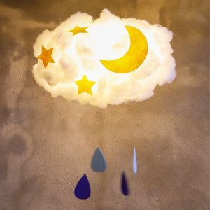 mini LED Ceiling Light DIY indoor Led Pendant Lamp Hanglamp for Home Living Room Bedside Decoration Christmas Gifts for Children Handmade Clouds Feather fairy lights