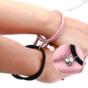 [BestellaCOD]2 Pcs/Set Gelang Couple Cinta Magnet Pasangan Elastis Yang Dapat Disesuaikan Korea Wanita Pria Hadiah